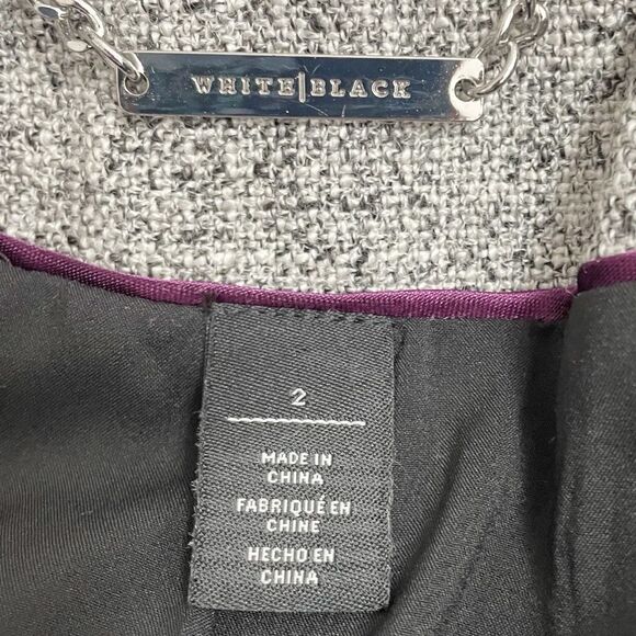 WHBM White House Black Market Tweed Zip Front Moto Blazer Tailored Jacket Size 2 - Picture 10 of 13